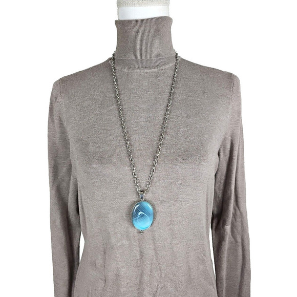 WHITE HOUSE BLACK MARKET WHBM ~Woman Size L~ Light Brown Knit Turtleneck Sweater - Picture 8 of 10